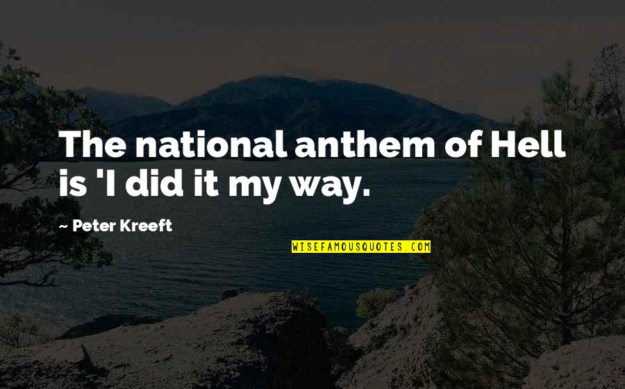 Fear Not The Unknown Quote Quotes By Peter Kreeft: The national anthem of Hell is 'I did Fear Not The Unknown Quote Quotes By Peter Kreeft: The national anthem of Hell is 'I did