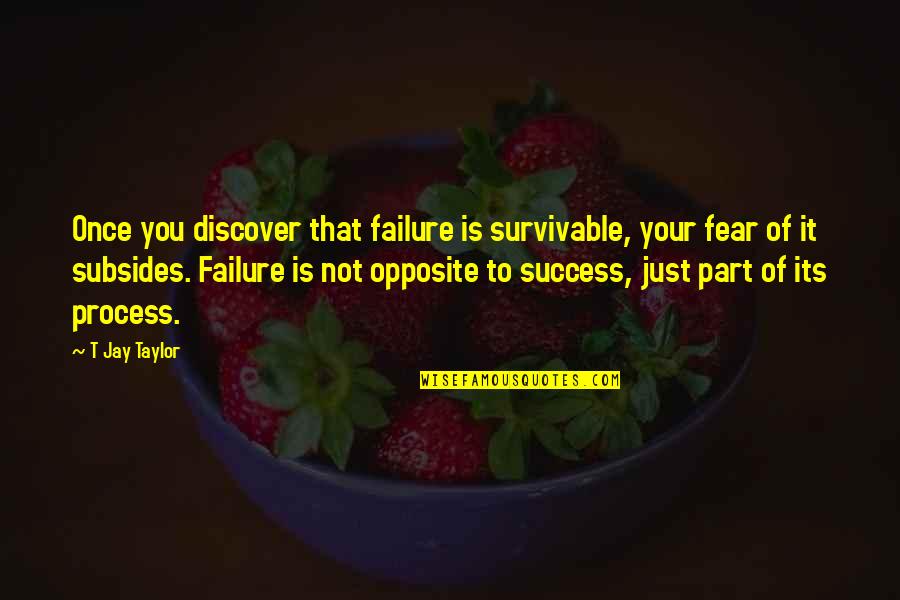 Fear Of Failure And Success Quotes By T Jay Taylor: Once you discover that failure is survivable, your