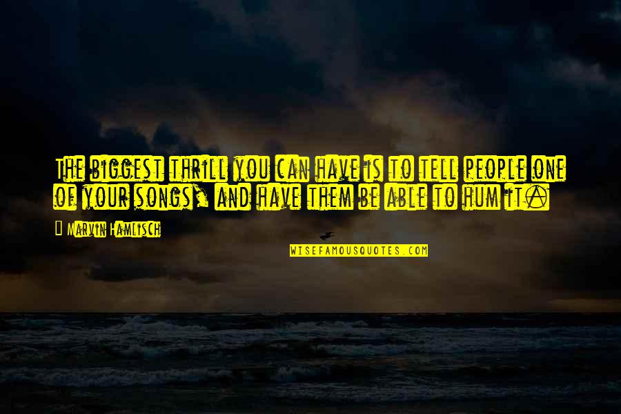 Fear Of Losing Someone You Love Quotes By Marvin Hamlisch: The biggest thrill you can have is to