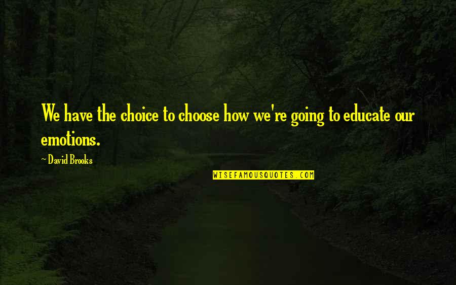 Fear Of Losing You Love Quotes By David Brooks: We have the choice to choose how we're