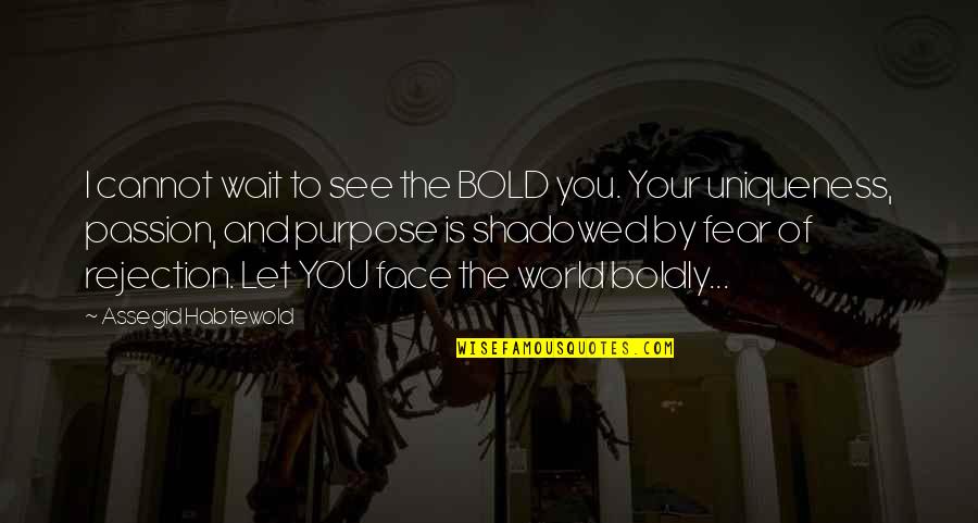 Fear Of Rejection Quotes By Assegid Habtewold: I cannot wait to see the BOLD you.