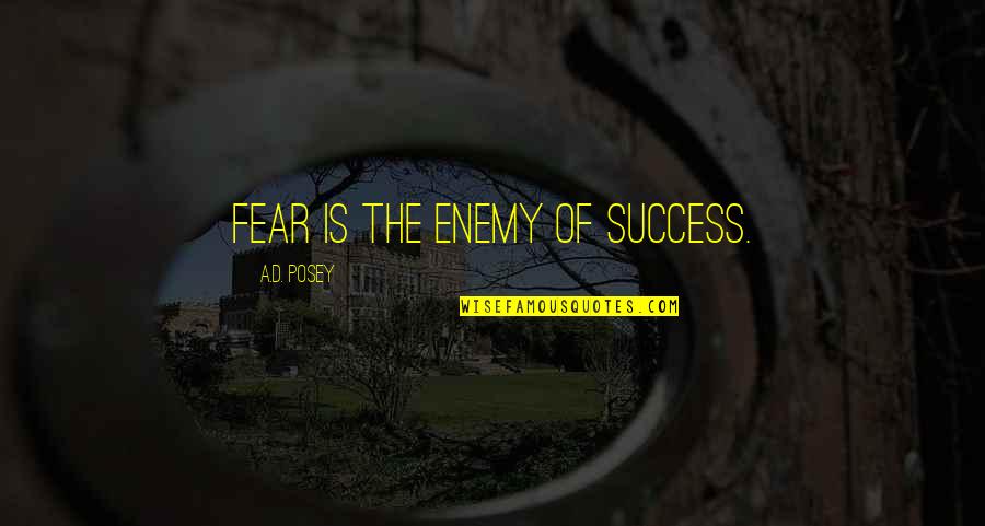 Fear Of Success Quotes By A.D. Posey: Fear is the enemy of success.