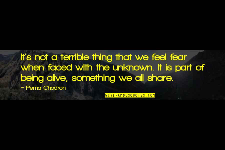 Fear Of The Unknown Quotes By Pema Chodron: It's not a terrible thing that we feel