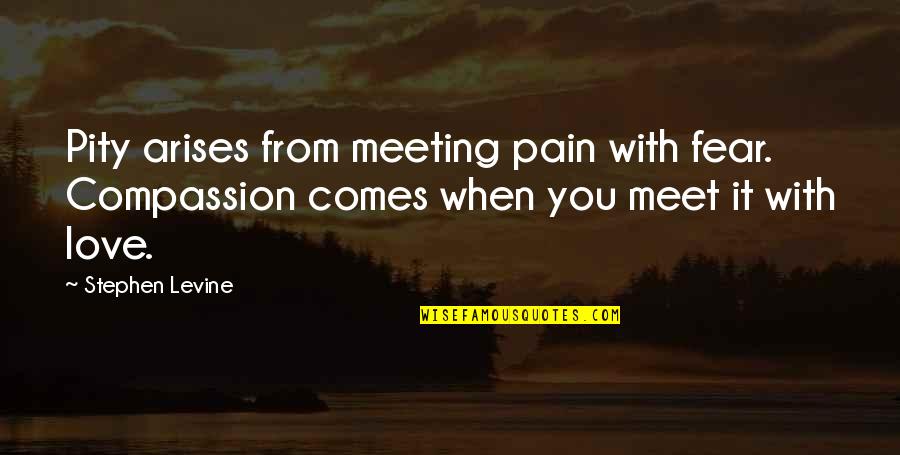 Fear Pain Quotes By Stephen Levine: Pity arises from meeting pain with fear. Compassion