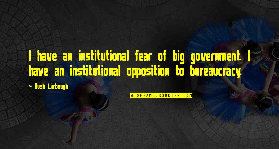 Fear The Government Quotes By Rush Limbaugh: I have an institutional fear of big government.