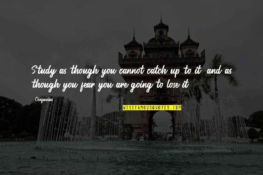 Fear To Lose You Quotes By Confucius: Study as though you cannot catch up to Fear To Lose You Quotes By Confucius: Study as though you cannot catch up to