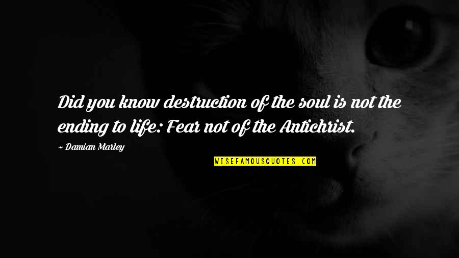 Fear You Quotes By Damian Marley: Did you know destruction of the soul is