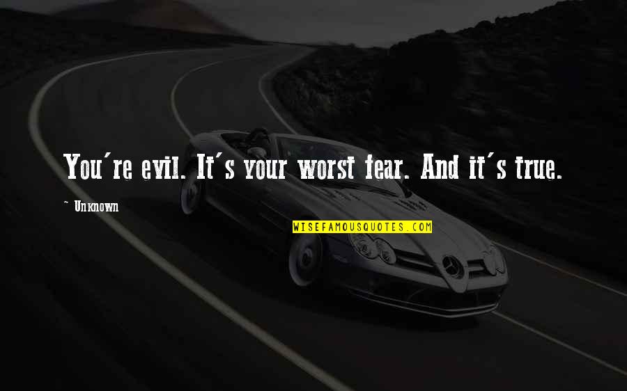 Fear You Quotes By Unknown: You're evil. It's your worst fear. And it's