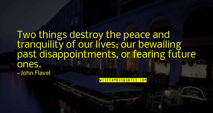 Fearing Future Quotes By John Flavel: Two things destroy the peace and tranquility of