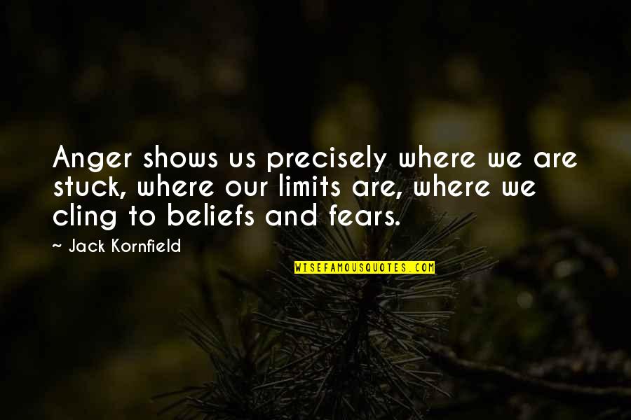 Fears And Limits Quotes By Jack Kornfield: Anger shows us precisely where we are stuck, Fears And Limits Quotes By Jack Kornfield: Anger shows us precisely where we are stuck,