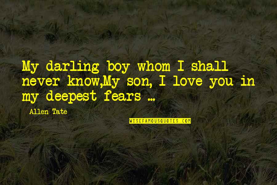 Fears Of Love Quotes By Allen Tate: My darling boy whom I shall never know,My