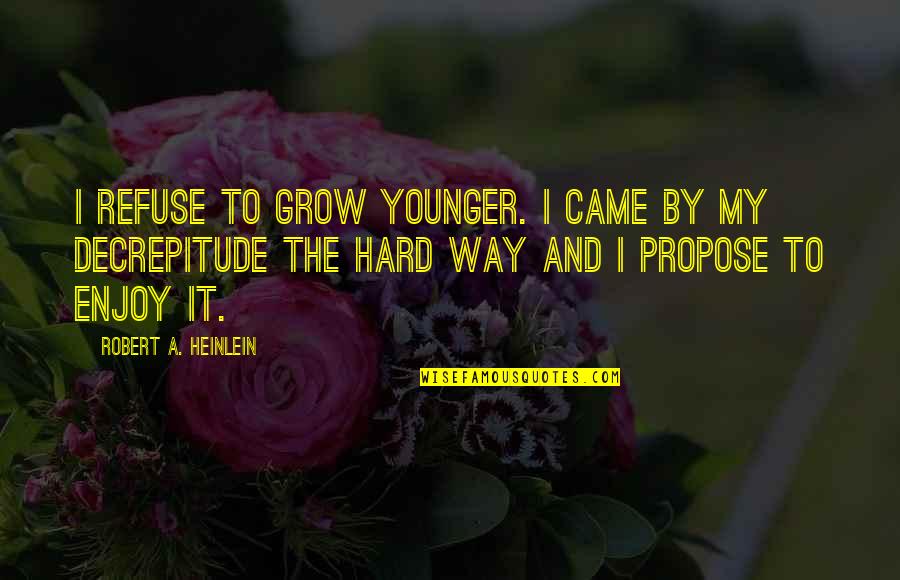 Featherly Font Quotes By Robert A. Heinlein: I refuse to grow younger. I came by Featherly Font Quotes By Robert A. Heinlein: I refuse to grow younger. I came by