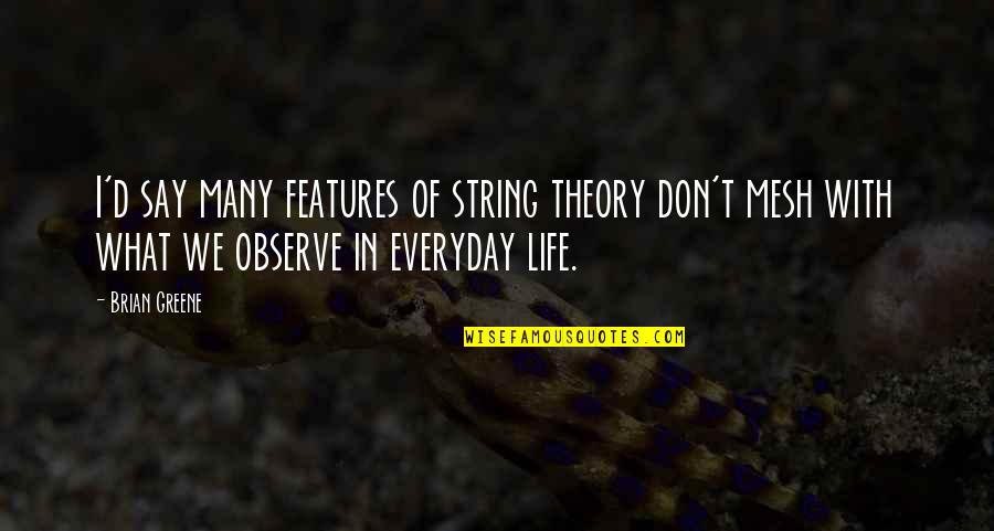 Features Quotes By Brian Greene: I'd say many features of string theory don't