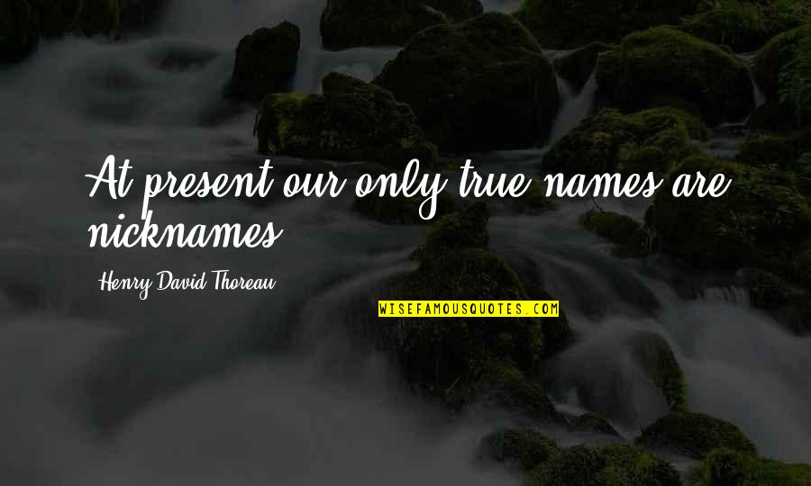 Feb 2 Quotes By Henry David Thoreau: At present our only true names are nicknames.