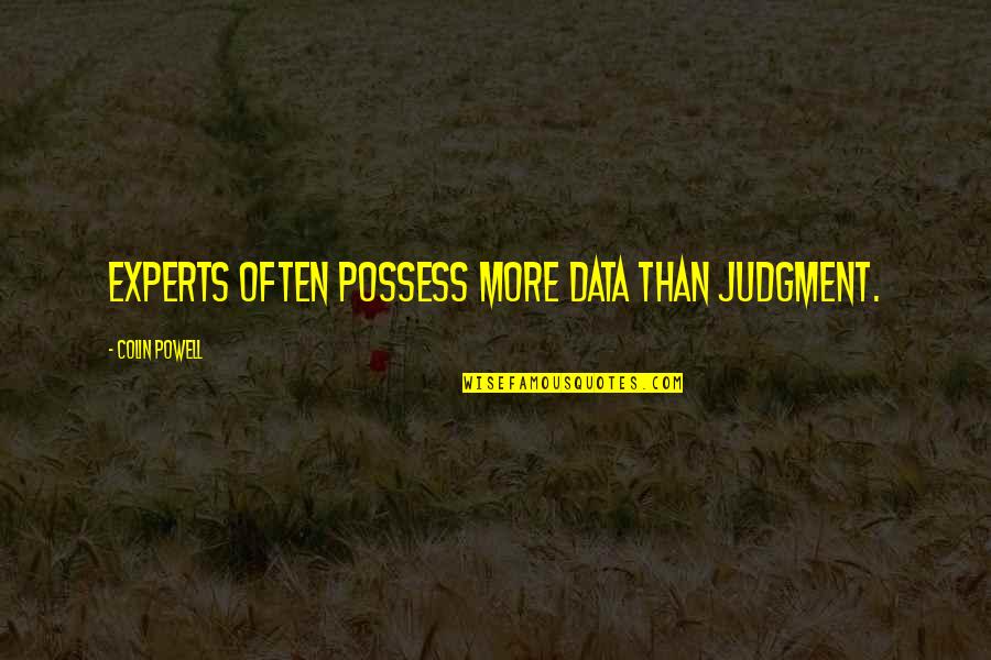 Febrilmente Definicion Quotes By Colin Powell: Experts often possess more data than judgment.