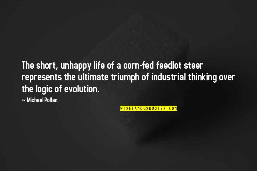 Fed Up Life Quotes By Michael Pollan: The short, unhappy life of a corn-fed feedlot