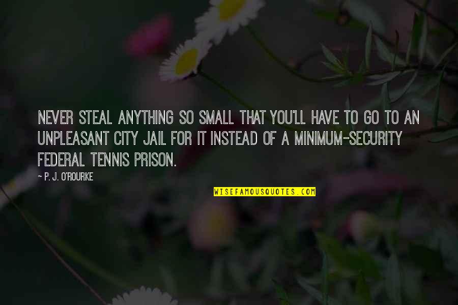 Federal Prison Quotes By P. J. O'Rourke: Never steal anything so small that you'll have