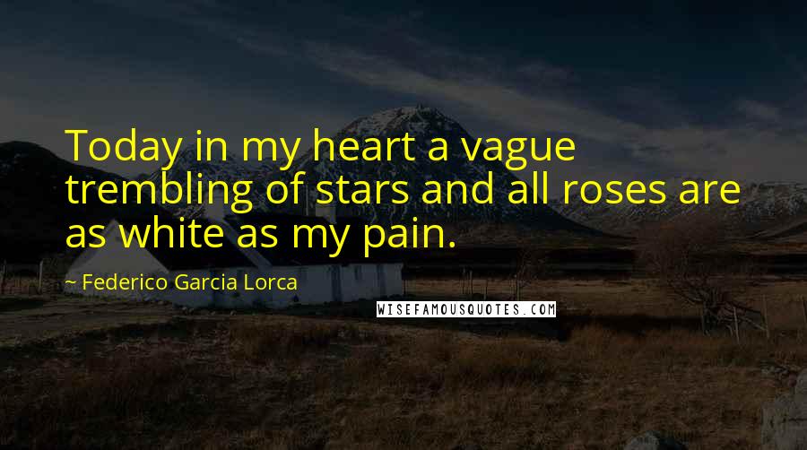 Federico Garcia Lorca quotes: Today in my heart a vague trembling of stars and all roses are as white as my pain.