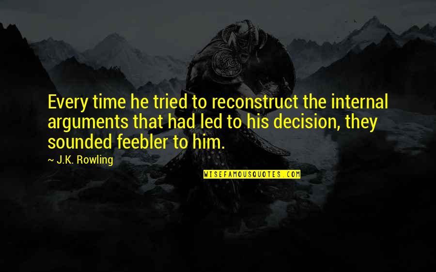 Feebler Quotes By J.K. Rowling: Every time he tried to reconstruct the internal