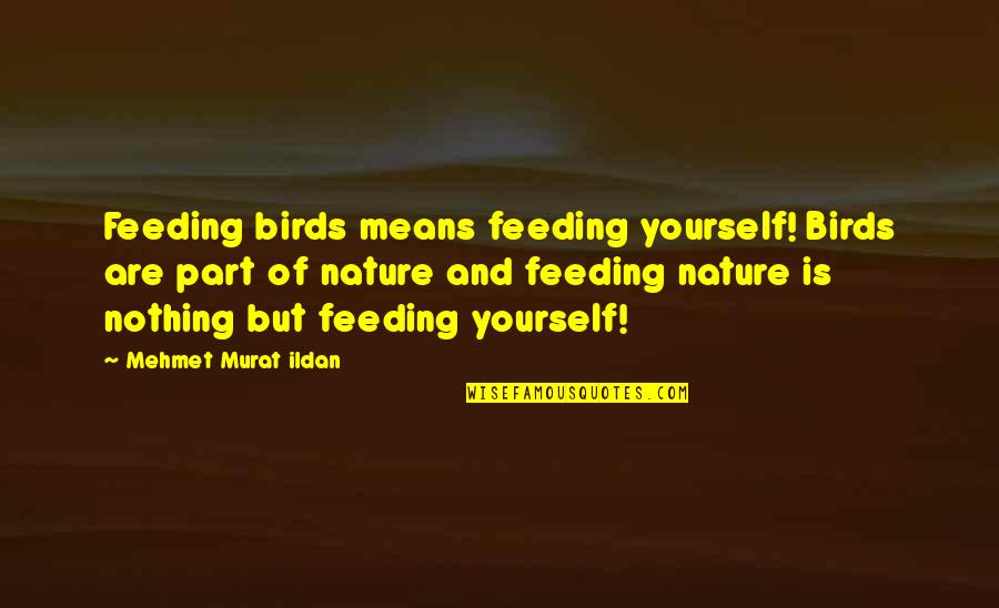 Feed Quotes By Mehmet Murat Ildan: Feeding birds means feeding yourself! Birds are part