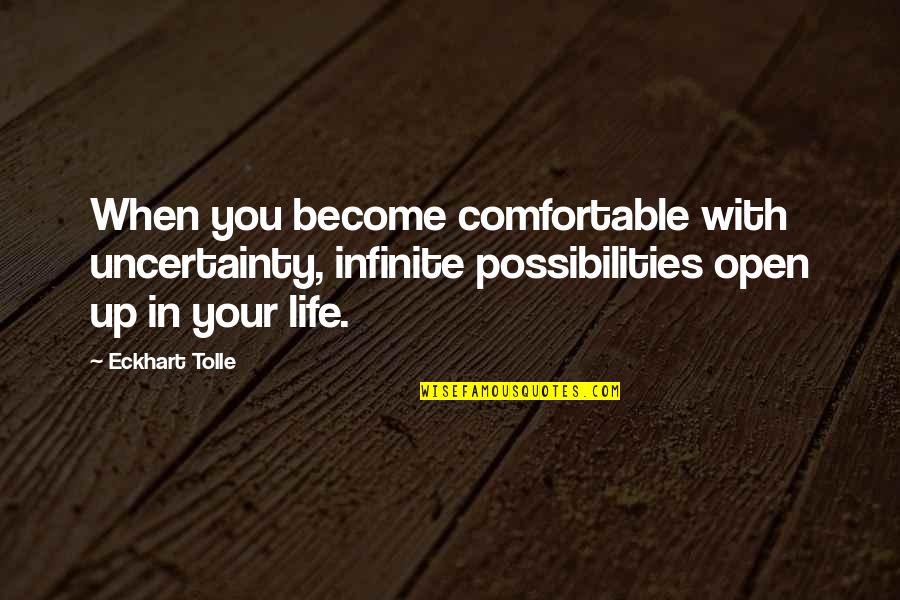 Feegle Name Quotes By Eckhart Tolle: When you become comfortable with uncertainty, infinite possibilities