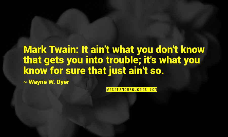 Feel Free To Leave Quotes By Wayne W. Dyer: Mark Twain: It ain't what you don't know Feel Free To Leave Quotes By Wayne W. Dyer: Mark Twain: It ain't what you don't know