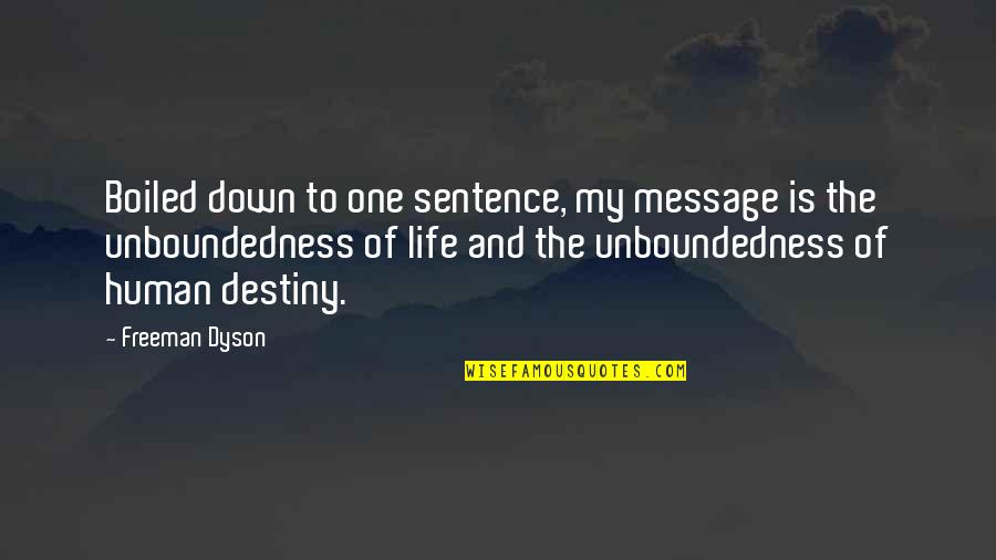 Feel Good About Myself Quotes By Freeman Dyson: Boiled down to one sentence, my message is Feel Good About Myself Quotes By Freeman Dyson: Boiled down to one sentence, my message is