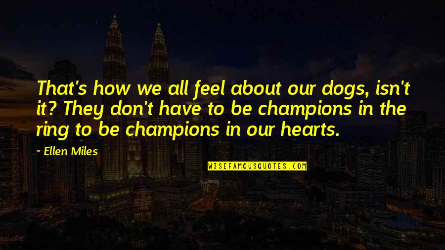 Feel It All Quotes By Ellen Miles: That's how we all feel about our dogs,