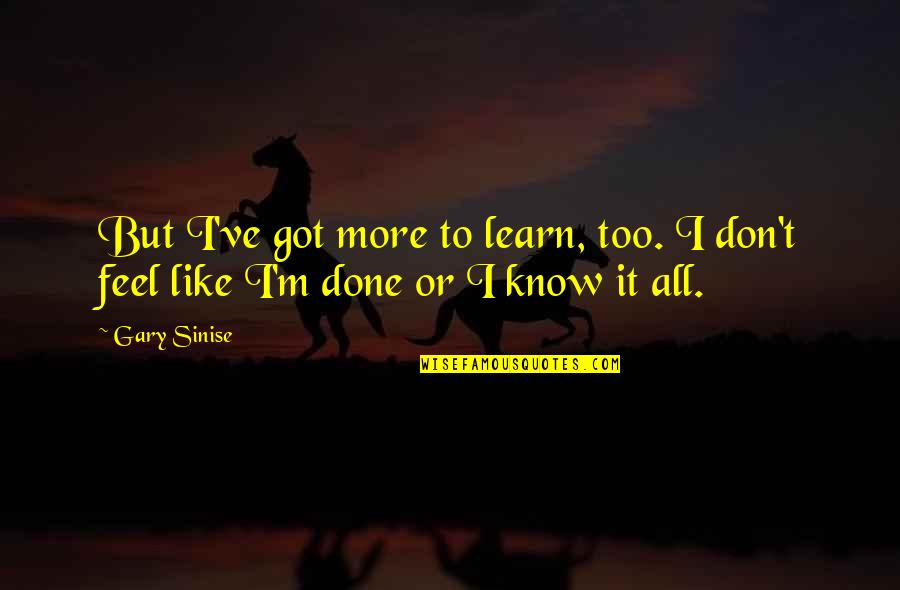 Feel It All Quotes By Gary Sinise: But I've got more to learn, too. I