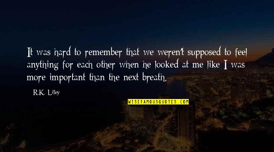 Feel More Quotes By R.K. Lilley: It was hard to remember that we weren't