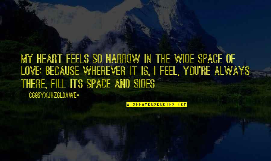 Feel My Love Quotes By CG9sYXJhZGl0aWE=: My heart feels so narrow in the wide