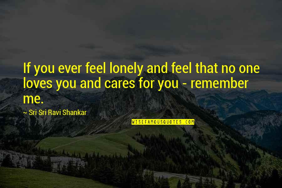 Feel No Love Quotes By Sri Sri Ravi Shankar: If you ever feel lonely and feel that