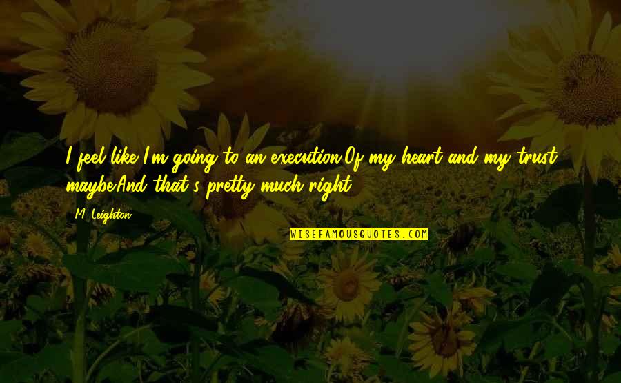 Feel Pretty Quotes By M. Leighton: I feel like I'm going to an execution.Of Feel Pretty Quotes By M. Leighton: I feel like I'm going to an execution.Of