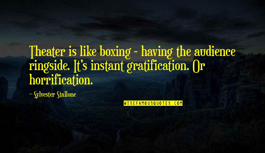 Feel So Sad Alone Quotes By Sylvester Stallone: Theater is like boxing - having the audience