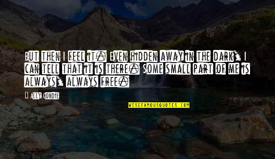 Feel So Small Quotes By Ally Condie: But then I feel it. Even hidden away Feel So Small Quotes By Ally Condie: But then I feel it. Even hidden away