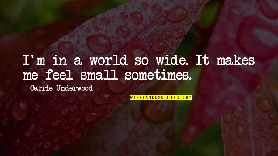 Feel So Small Quotes By Carrie Underwood: I'm in a world so wide. It makes Feel So Small Quotes By Carrie Underwood: I'm in a world so wide. It makes