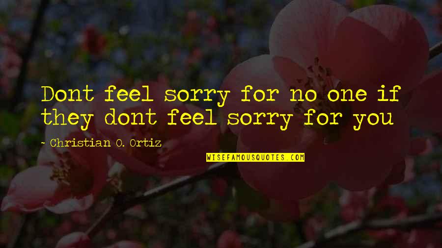 Feel Sorry For You Quotes By Christian O. Ortiz: Dont feel sorry for no one if they