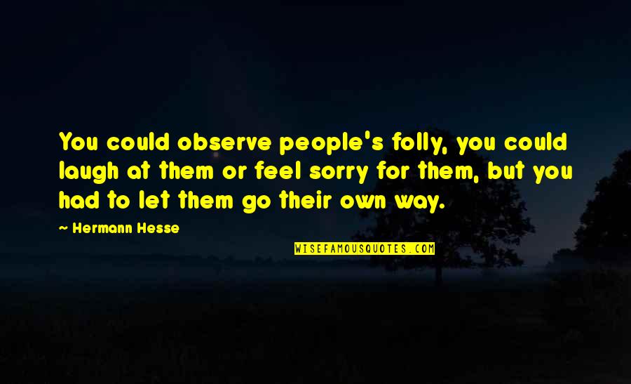 Feel Sorry For You Quotes By Hermann Hesse: You could observe people's folly, you could laugh