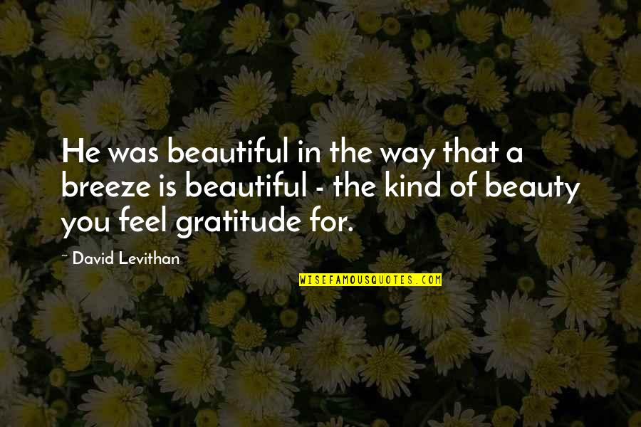 Feel The Breeze Quotes By David Levithan: He was beautiful in the way that a