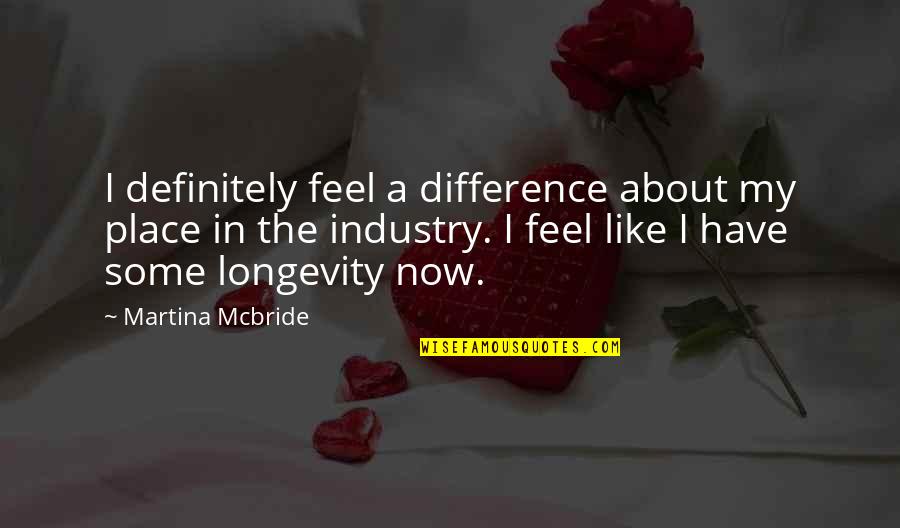 Feel The Difference Quotes By Martina Mcbride: I definitely feel a difference about my place