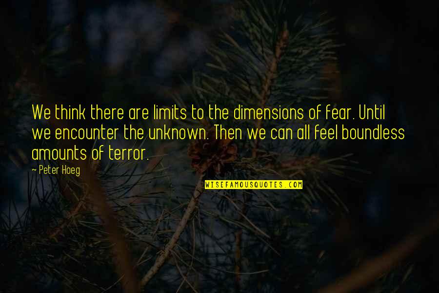 Feel The Fear Quotes By Peter Hoeg: We think there are limits to the dimensions