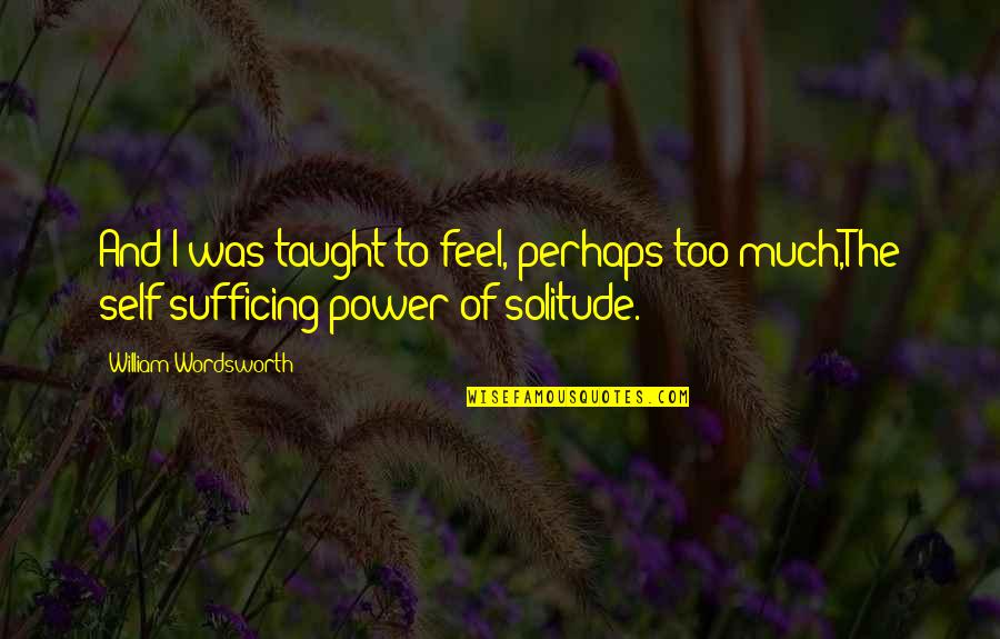 Feel The Power Quotes By William Wordsworth: And I was taught to feel, perhaps too Feel The Power Quotes By William Wordsworth: And I was taught to feel, perhaps too