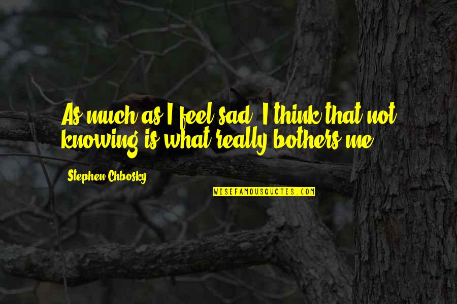 Feel Very Sad Quotes By Stephen Chbosky: As much as I feel sad, I think