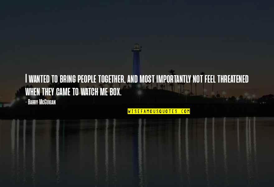 Feel Wanted Quotes By Barry McGuigan: I wanted to bring people together, and most