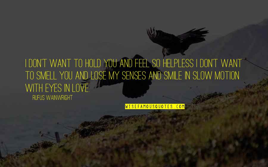 Feel With All Your Senses Quotes By Rufus Wainwright: I don't want to hold you and feel