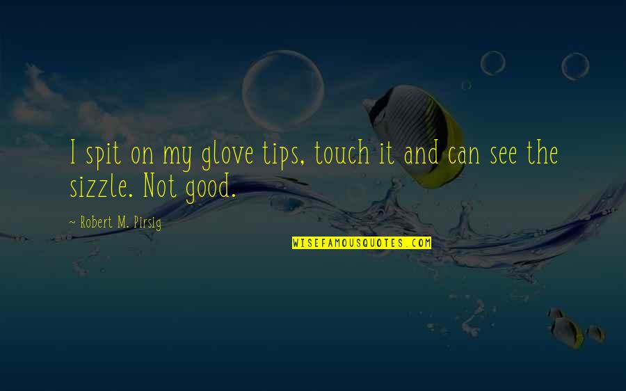 Feeling Alone But Happy Quotes By Robert M. Pirsig: I spit on my glove tips, touch it