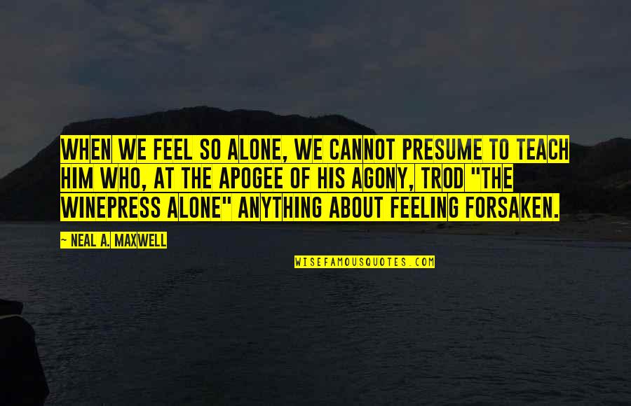 Feeling Alone When You're Not Quotes By Neal A. Maxwell: When we feel so alone, we cannot presume