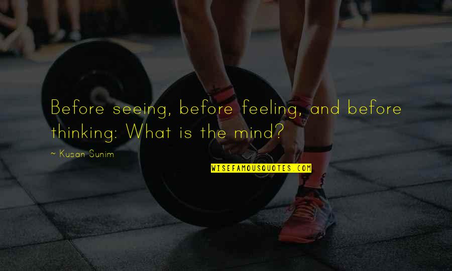 Feeling And Thinking Quotes By Kusan Sunim: Before seeing, before feeling, and before thinking: What