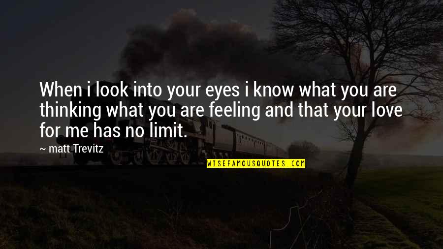 Feeling And Thinking Quotes By Matt Trevitz: When i look into your eyes i know