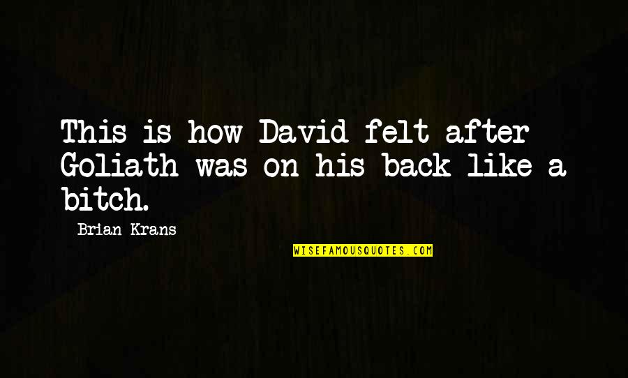 Feeling Angry And Upset Quotes By Brian Krans: This is how David felt after Goliath was